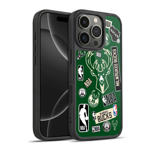 NBA Milwaukee Bucks Sticker Collage Gel Armour Case For Apple iPhone 16 Pro