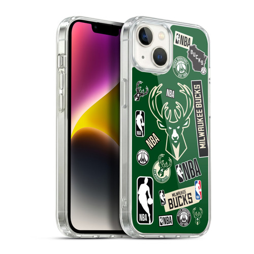 NBA Milwaukee Bucks Sticker Collage Soft Gel Case for Apple iPhone 14 Plus & MagSafe