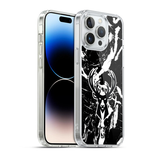 NBA Milwaukee Bucks Black Marble Soft Gel Case for Apple iPhone 14 Pro Max & MagSafe