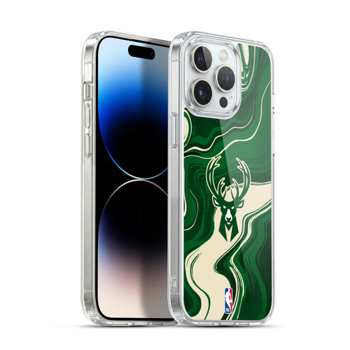 NBA Milwaukee Bucks Marble Agates Soft Gel Case for Apple iPhone 14 Pro Max & MagSafe