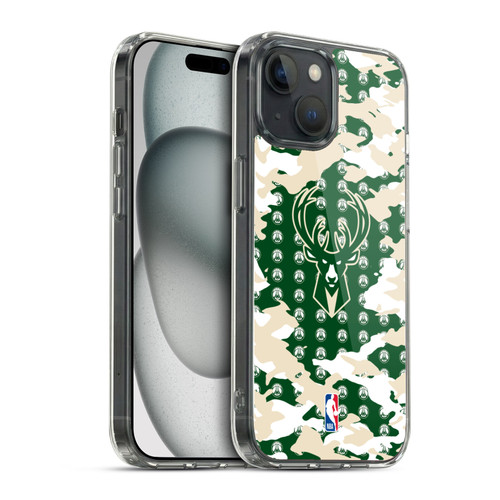 NBA Milwaukee Bucks Camouflage Soft Gel Case for Apple iPhone 15 & MagSafe