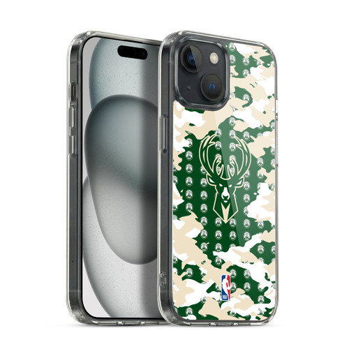 NBA Milwaukee Bucks Camouflage Soft Gel Case for Apple iPhone 15 & MagSafe