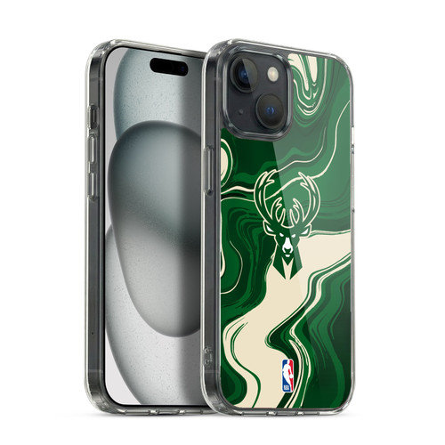NBA Milwaukee Bucks Marble Agates Soft Gel Case for Apple iPhone 15 & MagSafe