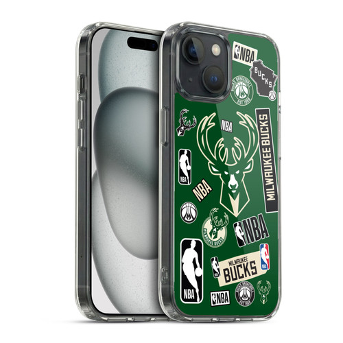 NBA Milwaukee Bucks Sticker Collage Soft Gel Case for Apple iPhone 15 & MagSafe