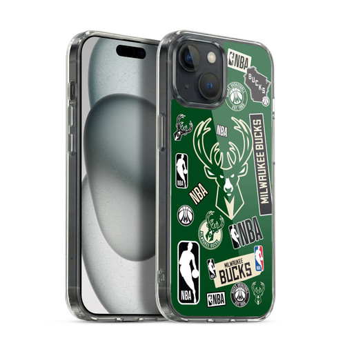 NBA Milwaukee Bucks Sticker Collage Soft Gel Case for Apple iPhone 15 & MagSafe