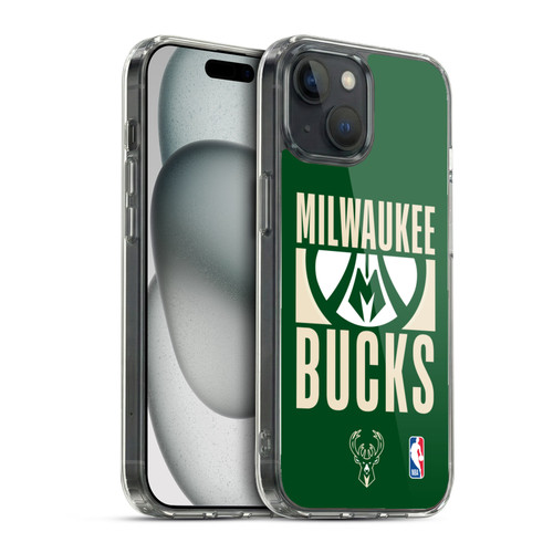 NBA Milwaukee Bucks Typography Soft Gel Case for Apple iPhone 15 & MagSafe