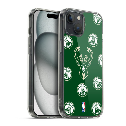 NBA Milwaukee Bucks Patterns Soft Gel Case for Apple iPhone 15 Plus & MagSafe