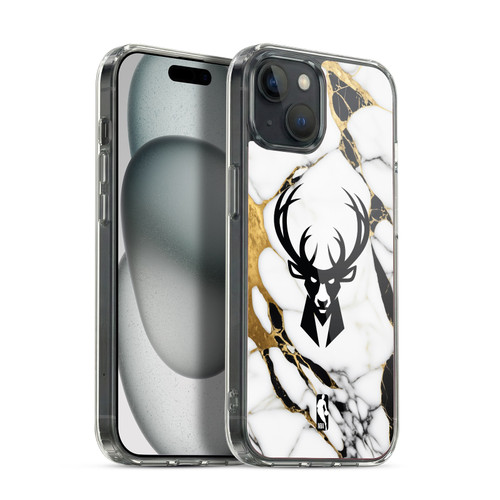 NBA Milwaukee Bucks White Marble Soft Gel Case for Apple iPhone 15 Plus & MagSafe
