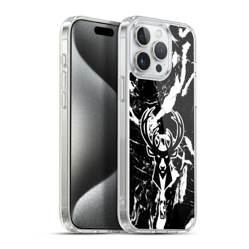 NBA Milwaukee Bucks Black Marble Soft Gel Case for Apple iPhone 15 Pro Max & MagSafe