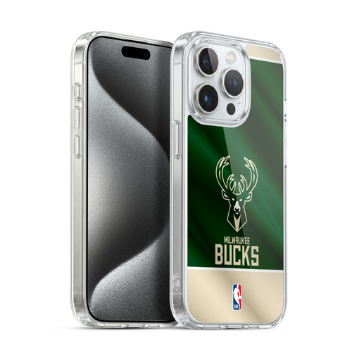 NBA Milwaukee Bucks Horizontal Banner Soft Gel Case for Apple iPhone 15 Pro & MagSafe