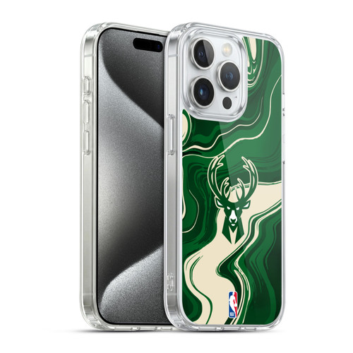 NBA Milwaukee Bucks Marble Agates Soft Gel Case for Apple iPhone 15 Pro & MagSafe