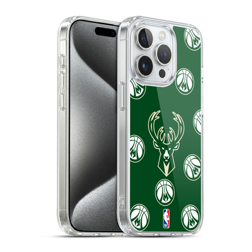 NBA Milwaukee Bucks Patterns Soft Gel Case for Apple iPhone 15 Pro & MagSafe