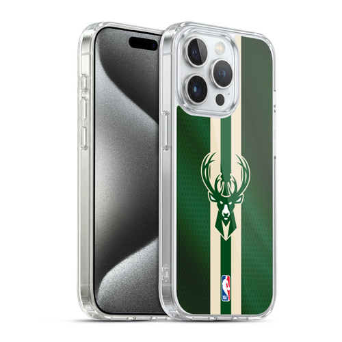 NBA Milwaukee Bucks Stripes Soft Gel Case for Apple iPhone 15 Pro & MagSafe