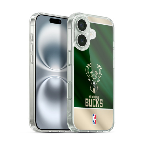 NBA Milwaukee Bucks Horizontal Banner Soft Gel Case for Apple iPhone 16 & MagSafe