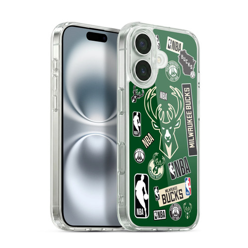 NBA Milwaukee Bucks Sticker Collage Soft Gel Case for Apple iPhone 16 & MagSafe