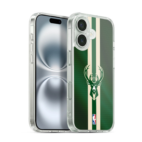 NBA Milwaukee Bucks Stripes Soft Gel Case for Apple iPhone 16 & MagSafe