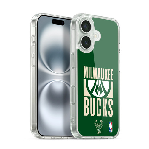 NBA Milwaukee Bucks Typography Soft Gel Case for Apple iPhone 16 & MagSafe