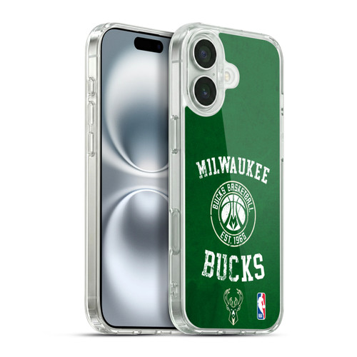 NBA Milwaukee Bucks Distressed Soft Gel Case for Apple iPhone 16 Plus & MagSafe