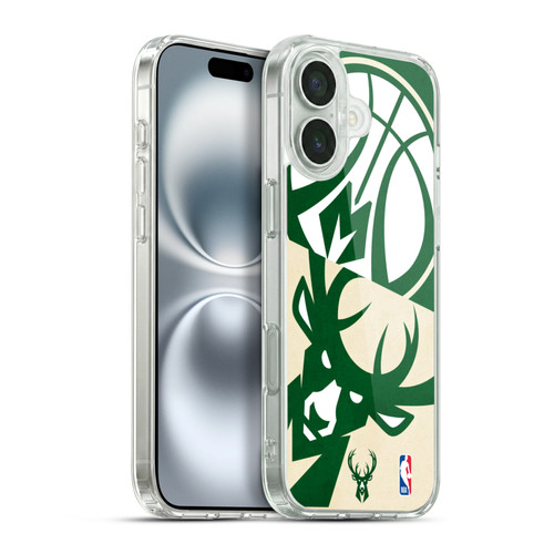 NBA Milwaukee Bucks Half Oversized Soft Gel Case for Apple iPhone 16 Plus & MagSafe