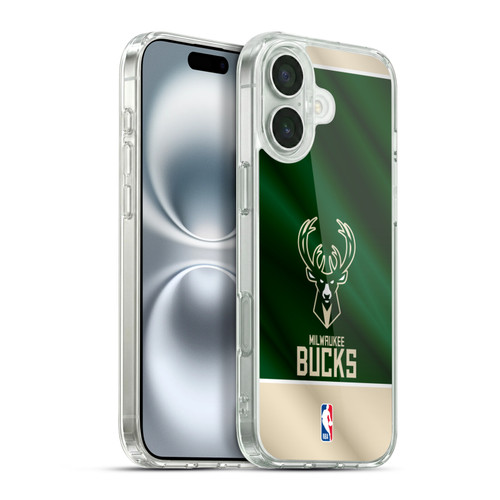 NBA Milwaukee Bucks Horizontal Banner Soft Gel Case for Apple iPhone 16 Plus & MagSafe