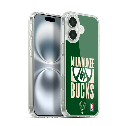 NBA Milwaukee Bucks Typography Soft Gel Case for Apple iPhone 16 Plus & MagSafe