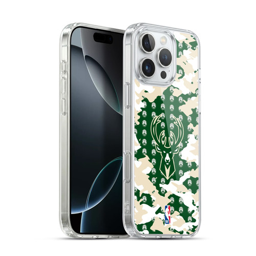 NBA Milwaukee Bucks Camouflage Soft Gel Case for Apple iPhone 16 Pro Max & MagSafe