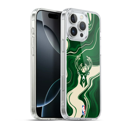 NBA Milwaukee Bucks Marble Agates Soft Gel Case for Apple iPhone 16 Pro Max & MagSafe