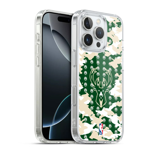 NBA Milwaukee Bucks Camouflage Soft Gel Case for Apple iPhone 16 Pro & MagSafe