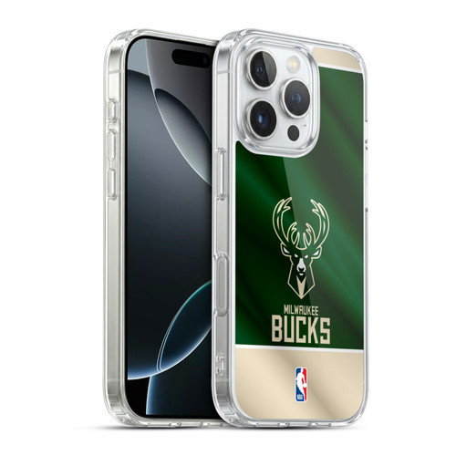 NBA Milwaukee Bucks Horizontal Banner Soft Gel Case for Apple iPhone 16 Pro & MagSafe