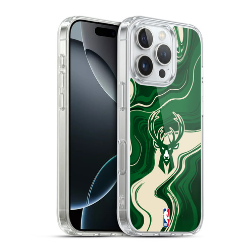 NBA Milwaukee Bucks Marble Agates Soft Gel Case for Apple iPhone 16 Pro & MagSafe