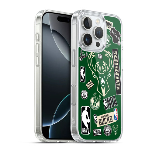 NBA Milwaukee Bucks Sticker Collage Soft Gel Case for Apple iPhone 16 Pro & MagSafe