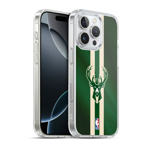 NBA Milwaukee Bucks Stripes Soft Gel Case for Apple iPhone 16 Pro & MagSafe