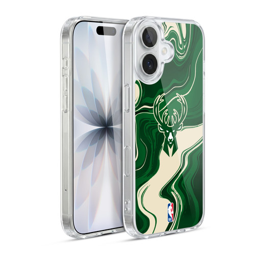 NBA Milwaukee Bucks Marble Agates Soft Gel Case for Apple iPhone 17