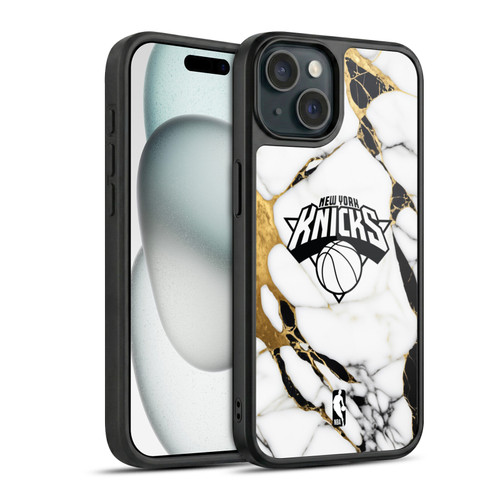 NBA New York Knicks White Marble Gel Armour Case For Apple iPhone 15