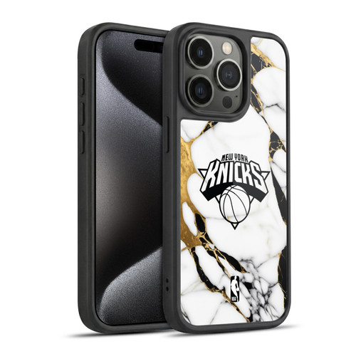 NBA New York Knicks White Marble Gel Armour Case For Apple iPhone 15 Pro