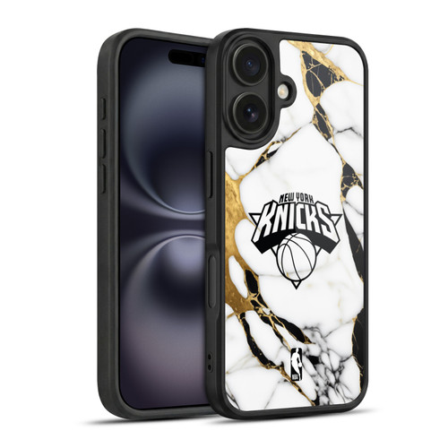NBA New York Knicks White Marble Gel Armour Case For Apple iPhone 16