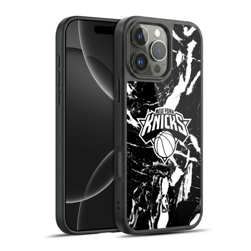 NBA New York Knicks Black Marble Gel Armour Case For Apple iPhone 16 Pro Max