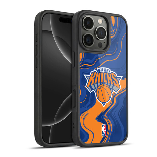NBA New York Knicks Marble Agates Gel Armour Case For Apple iPhone 16 Pro