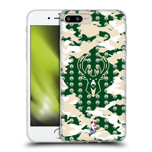 NBA Milwaukee Bucks Camouflage Soft Gel Case for Apple iPhone 7 Plus / iPhone 8 Plus & MagSafe