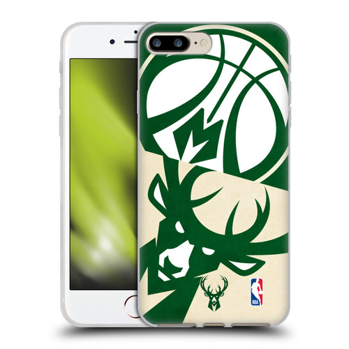 NBA Milwaukee Bucks Half Oversized Soft Gel Case for Apple iPhone 7 Plus / iPhone 8 Plus & MagSafe