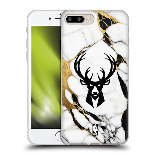 NBA Milwaukee Bucks White Marble Soft Gel Case for Apple iPhone 7 Plus / iPhone 8 Plus & MagSafe