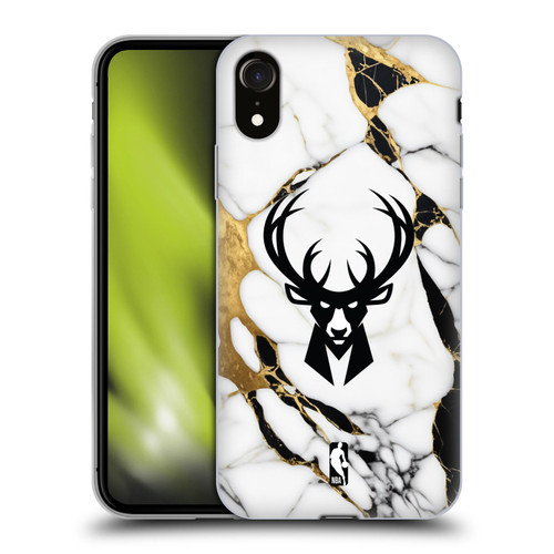 NBA Milwaukee Bucks White Marble Soft Gel Case for Apple iPhone XR