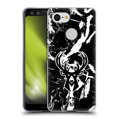 NBA Milwaukee Bucks Black Marble Soft Gel Case for Google Pixel 3