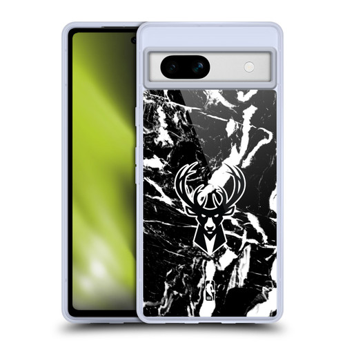 NBA Milwaukee Bucks Black Marble Soft Gel Case for Google Pixel 7a