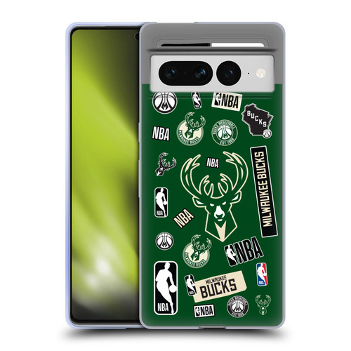 NBA Milwaukee Bucks Sticker Collage Soft Gel Case for Google Pixel 7 Pro