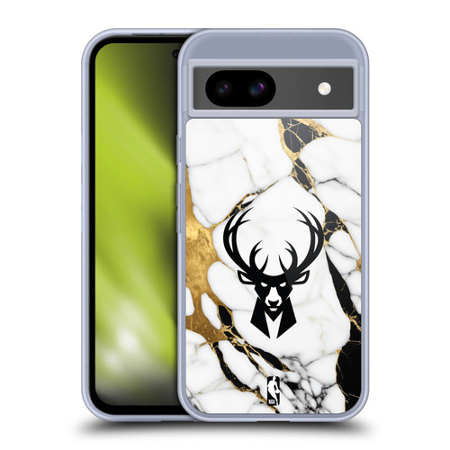 NBA Milwaukee Bucks White Marble Soft Gel Case for Google Pixel 8a