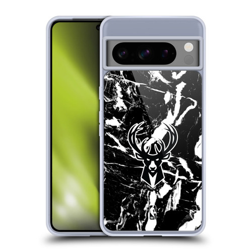 NBA Milwaukee Bucks Black Marble Soft Gel Case for Google Pixel 8 Pro