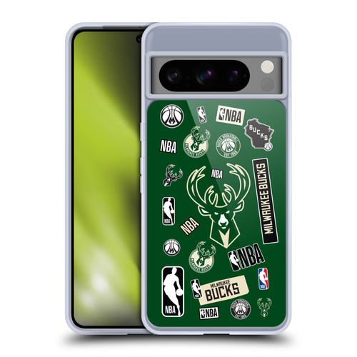 NBA Milwaukee Bucks Sticker Collage Soft Gel Case for Google Pixel 8 Pro