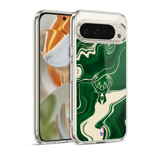 NBA Milwaukee Bucks Marble Agates Soft Gel Case for Google Pixel 9 / Pixel 9 Pro