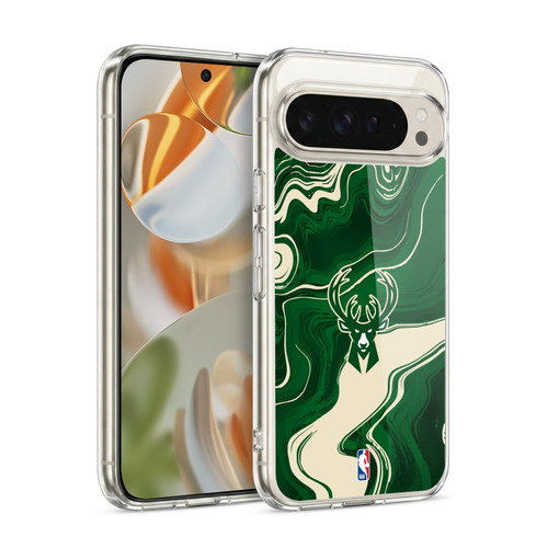 NBA Milwaukee Bucks Marble Agates Soft Gel Case for Google Pixel 9 / Pixel 9 Pro